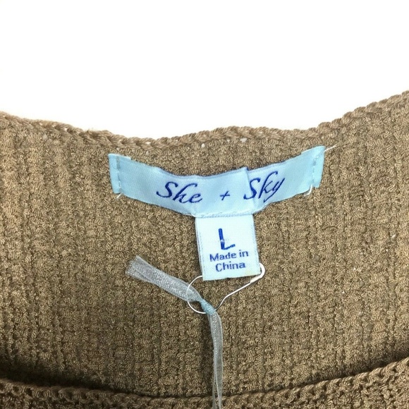 She & Sky Oversized Cold Shoulder Sweater Bow Tie Women's L - Picture 5 of 7